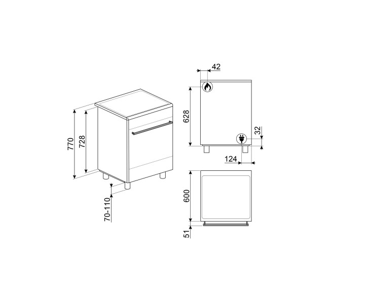 SMEG dujinė viryklė su elektrine orkaite CX61GMBL | 6