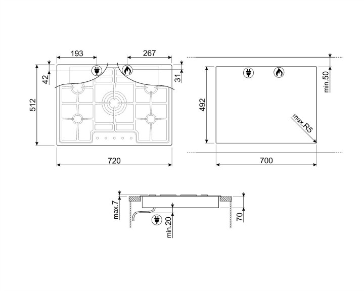 SMEG dujinė kaitlentė PGF75-4  | 4