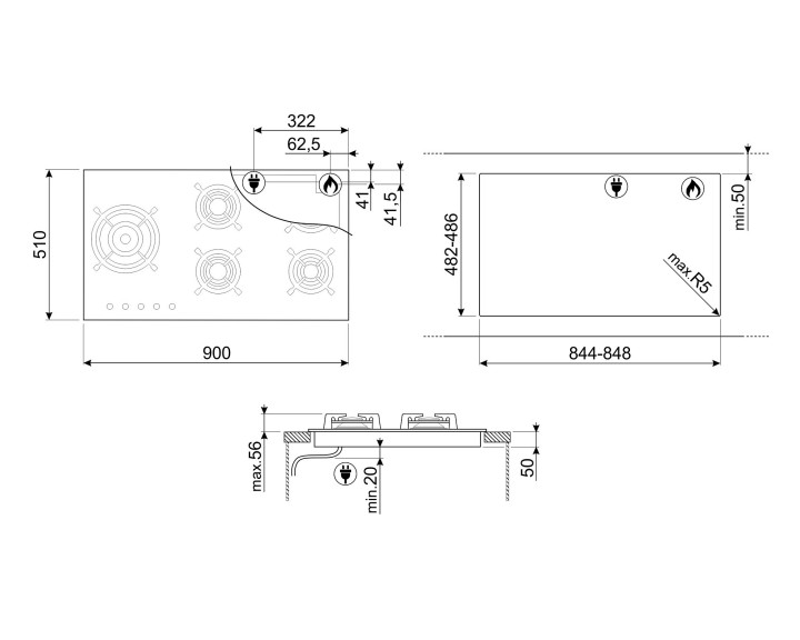 SMEG dujinė kaitlentė PV395LN  | 4