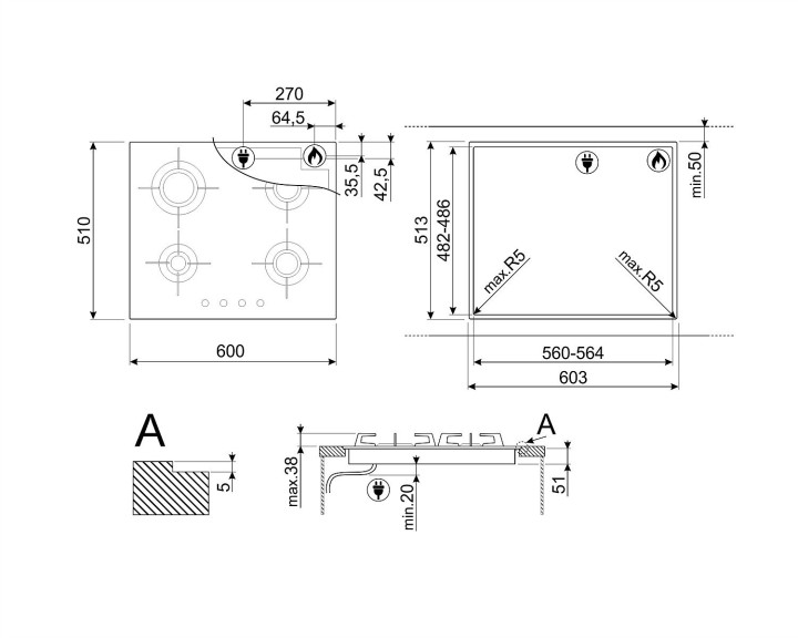 SMEG dujinė kaitlentė PVL664CN  | 8