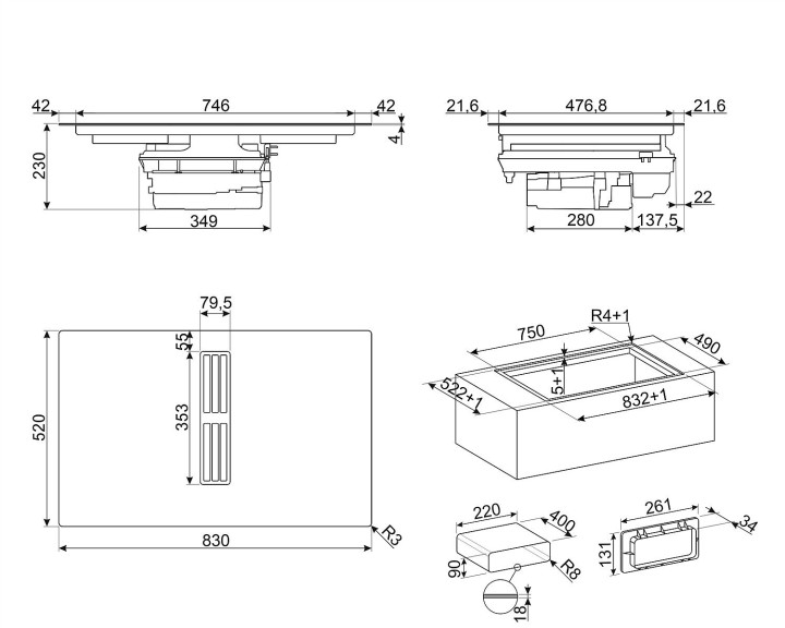 SMEG indukcinė kaitlentė su integruotu gartraukiu HOBD382MB2  | 3