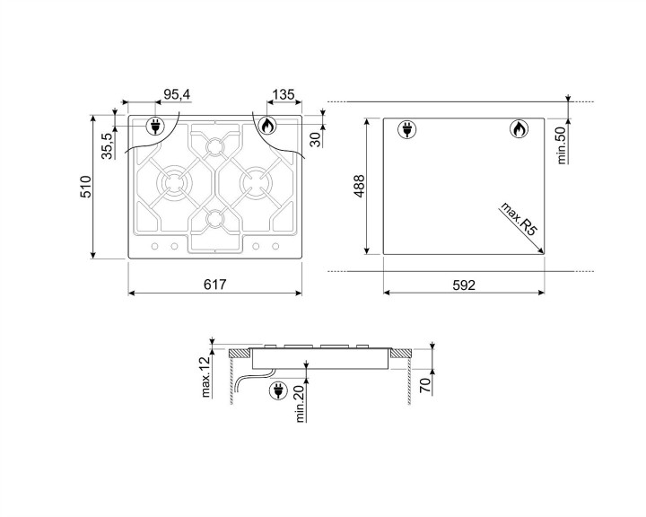 SMEG dujinė kaitlentė PGF64-4  | 4