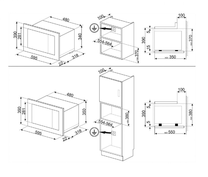 SMEG įmontuojama mikrobangų krosnelė  | 2