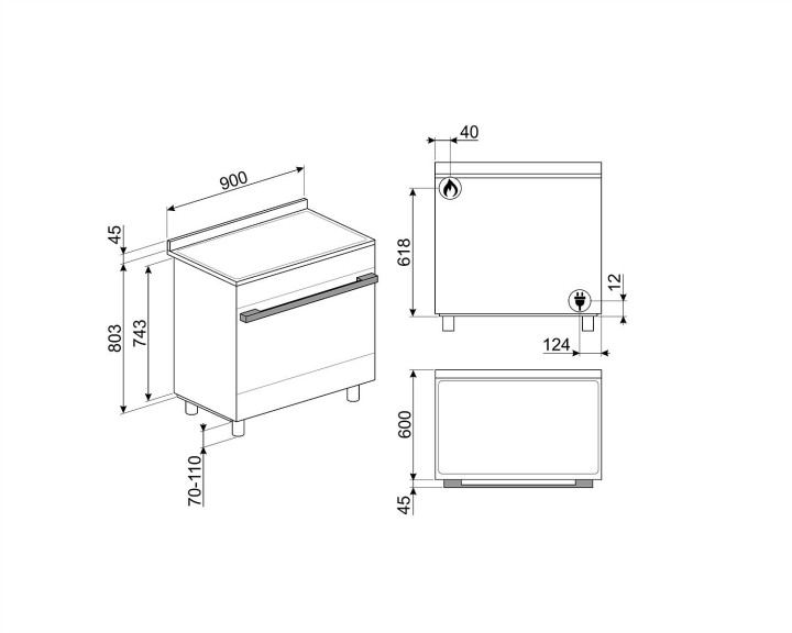 SMEG dujinė viryklė su elektrine orkaite CPF9GPX | 3