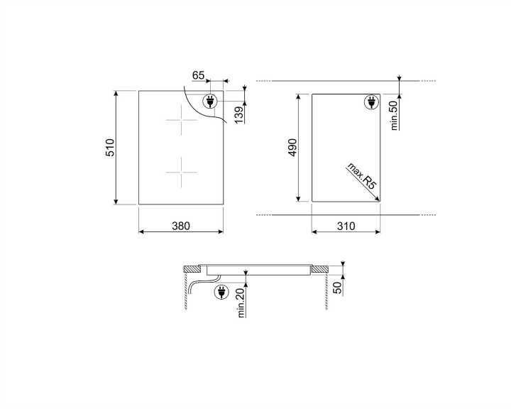 SMEG indukcinė kaitlentė SIM3323D  | 5