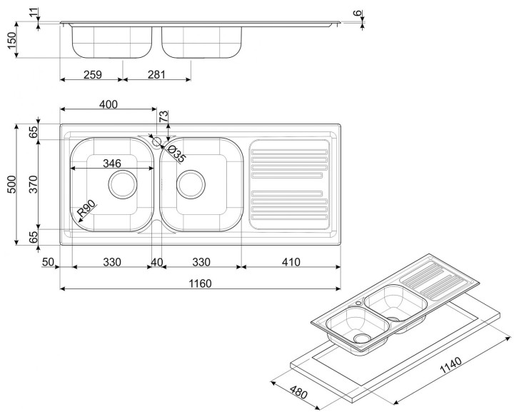 SMEG plautuvė LYP116D  | 2