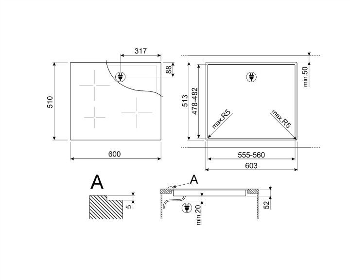 SMEG indukcinė kaitlentė SI1B22631D  | 5