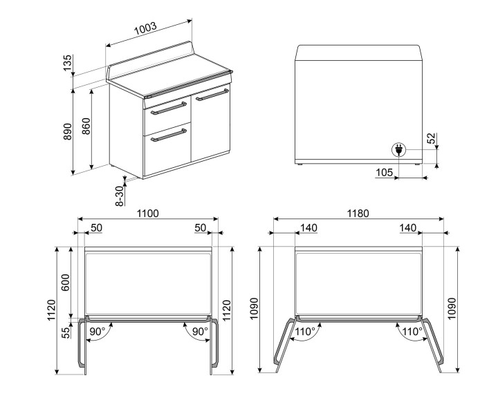 SMEG dujinė viryklė su 3 elektrinėmis orkaitėmis  | 4