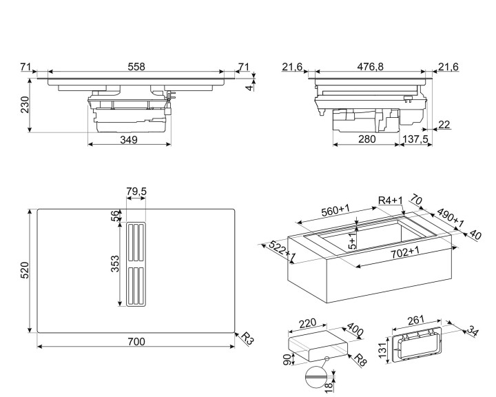 SMEG indukcinė kaitlentė su integruotu gartraukiu HOBD472D2  | 5