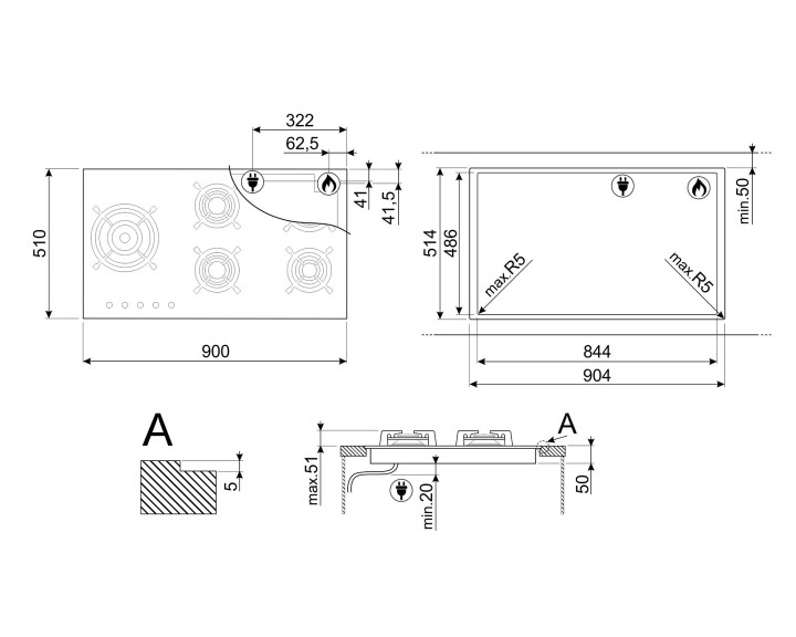 SMEG dujinė kaitlentė PV395LN  | 5