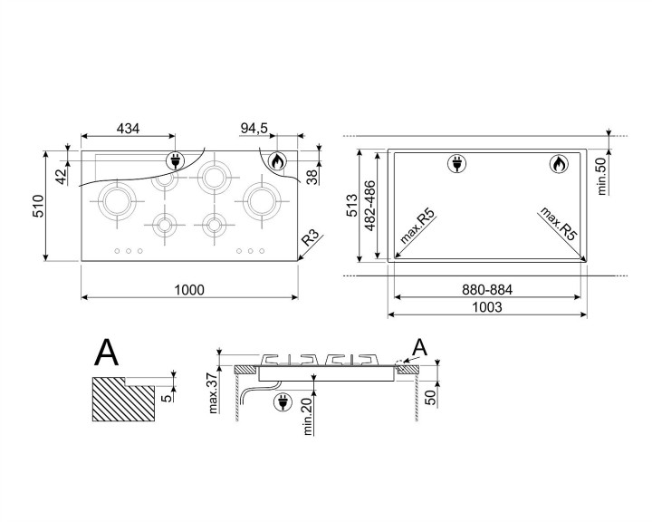 SMEG dujinė kaitlentė PXL6106  | 7