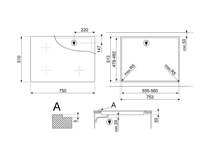 SMEG indukcinė kaitlentė SI1B2742D  | 4