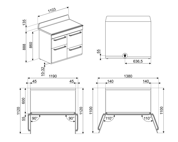 SMEG indukcinė viryklė su 3 elektrinėmis orkaitėmis  | 4