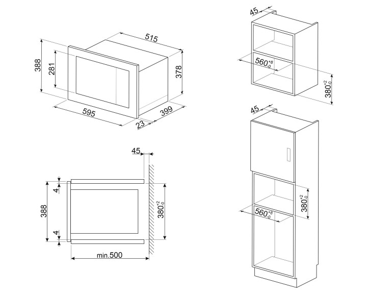 SMEG įmontuojama mikrobangų krosnelė FMI225BI | 4