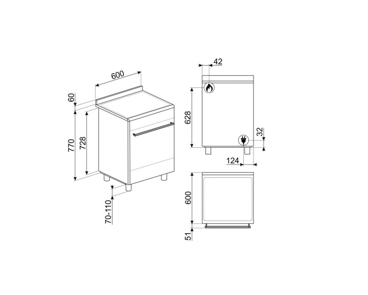 SMEG dujinė viryklė su elektrine orkaite CX68MF8-2  | 3