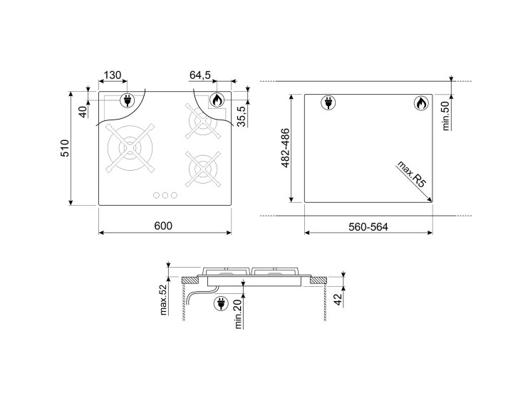 SMEG dujinė kaitlentė PV363LN  | 3